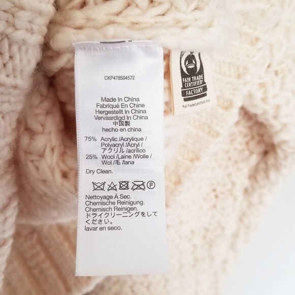 NEW Madewell Bomber Cardigan Sweater XXL Antique Cream Chunky Wool Blend $148 - Picture 13 of 16